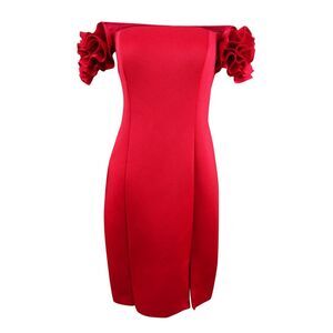 Betsy & Adam Red Off-Shoulder Dress